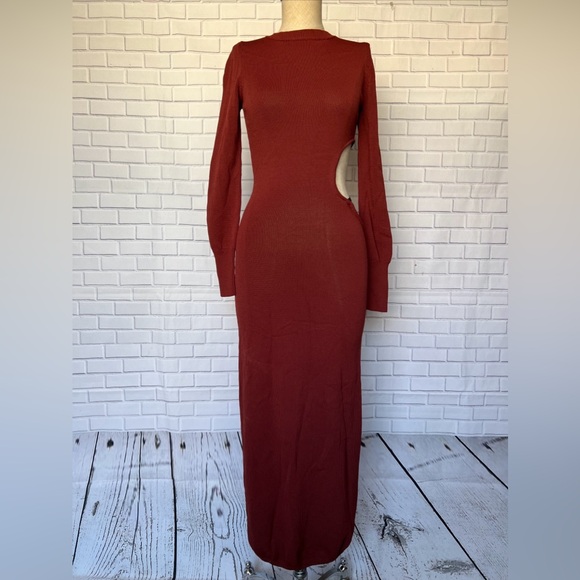 Aya Muse for FWRD Gigi Dress Maroon Ref Cut Out Detail  M $425 - Picture 11 of 11